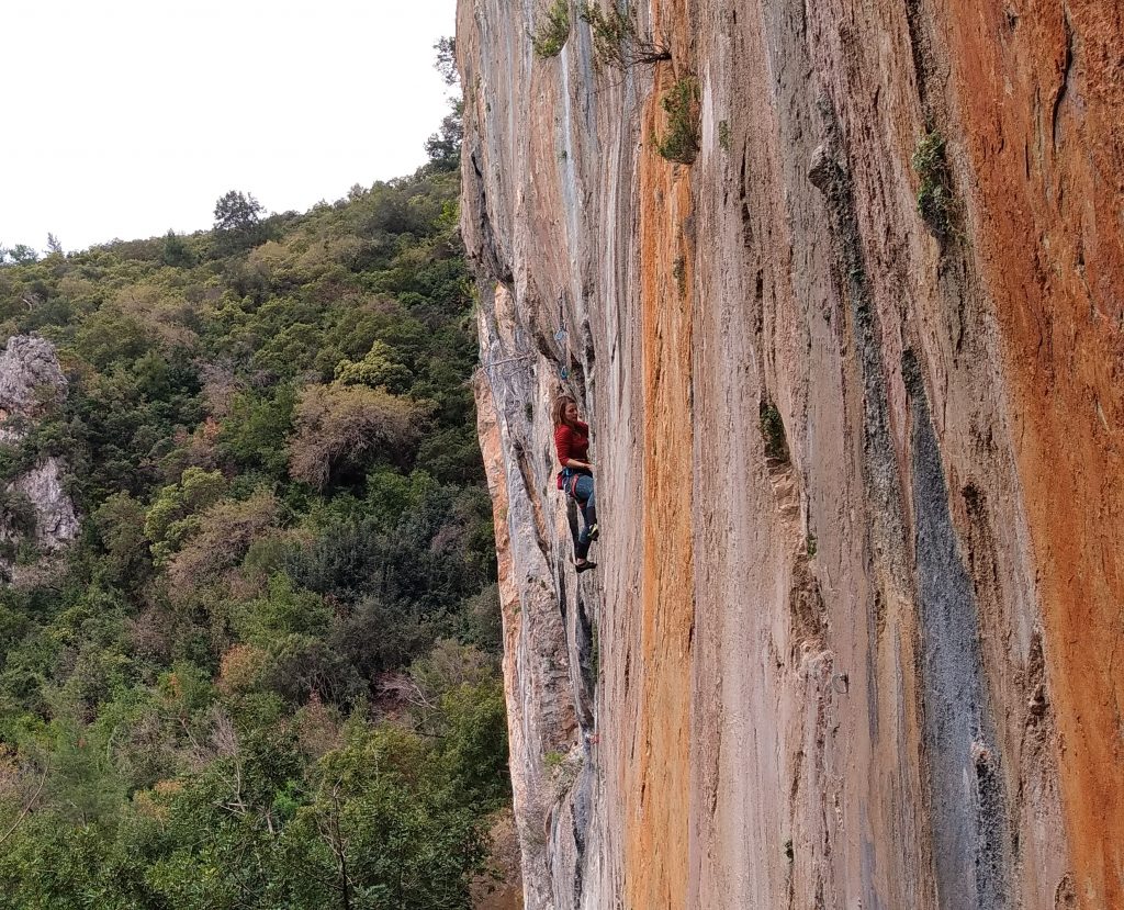 Climbing on colorful rocks of Antalya